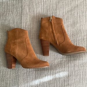 Joie Joie Suede Ankle Boots Semi-Pointed Toes Block Heels Concealed Zip Closure